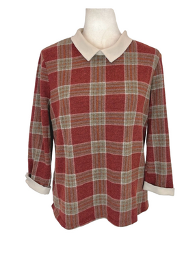 Faith and Joy brown checked knit top